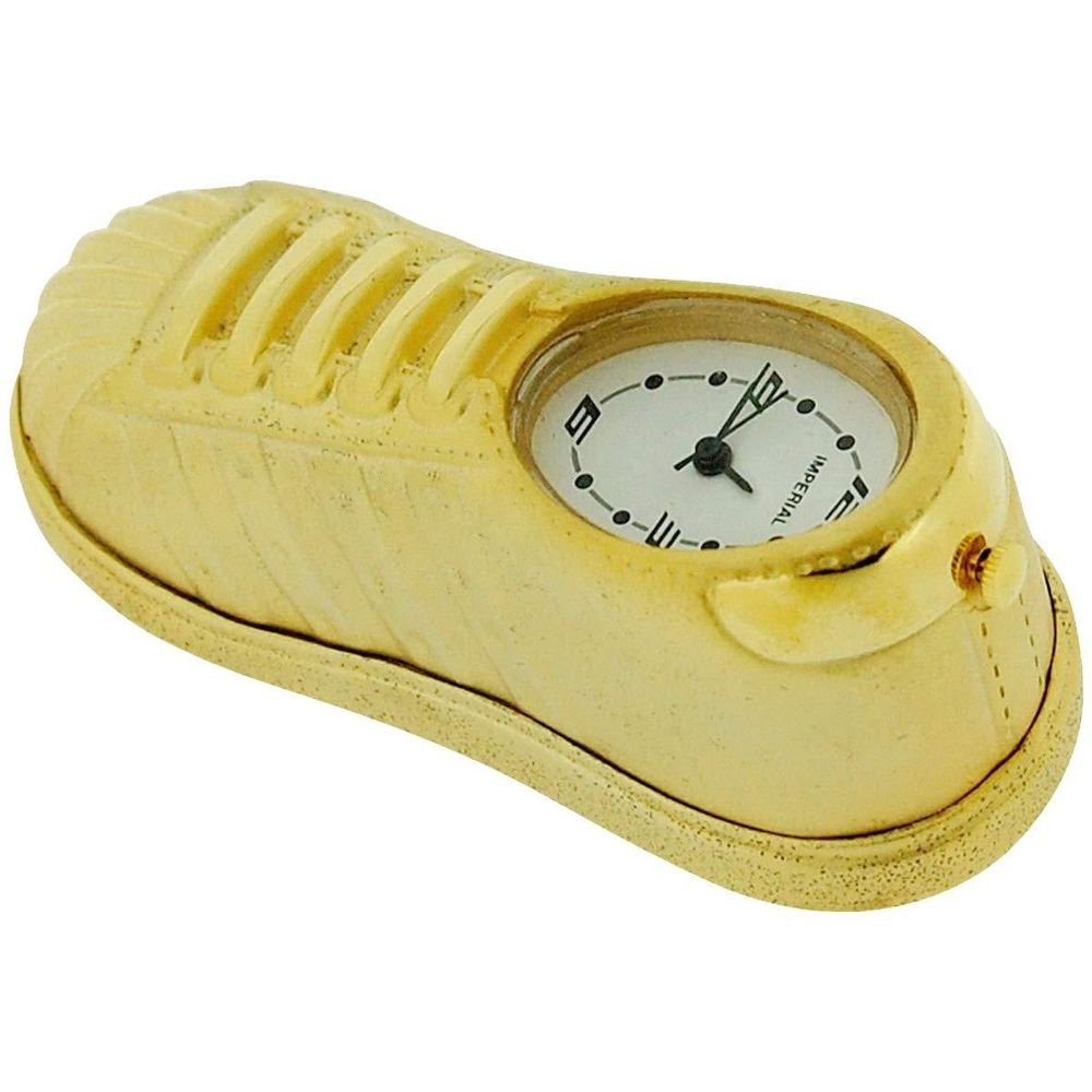 Miniature Clock Goldtone Sneaker/Trainer Solid Brass IMP1060 - CLEARANCE