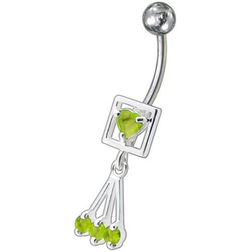 Box Jeweled Dangling Belly Ring