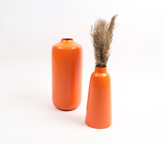 Solid Orange Flower Vases (Set