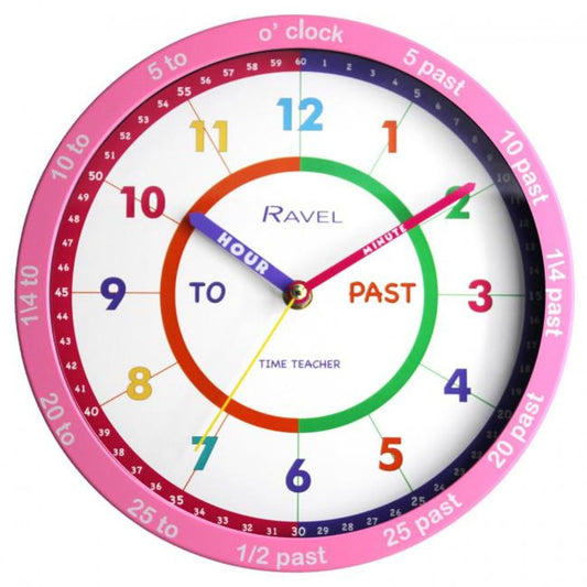 Ravel 25cm Time-Teacher Wall Clock - Pink