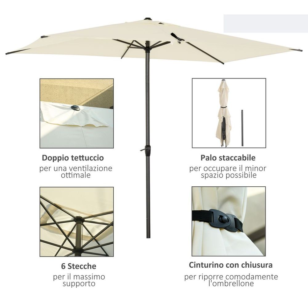 58m Aluminium Garden Parasol Sun Umbrella Angled Canopy Beige