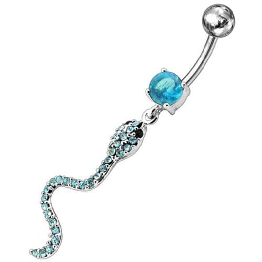 Jeweled Snake Dangling Belly Ring