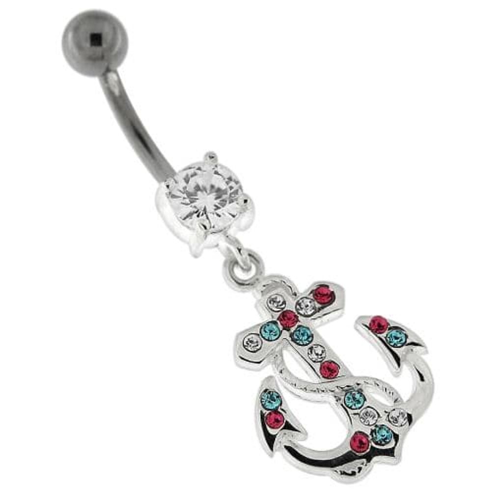 Cross Dangling Curved Belly Ring