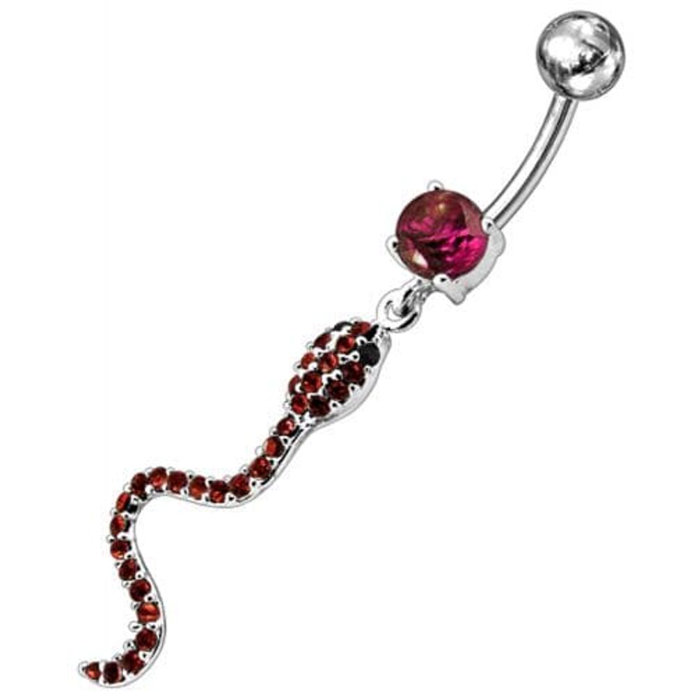 Jeweled Snake Dangling Belly Ring