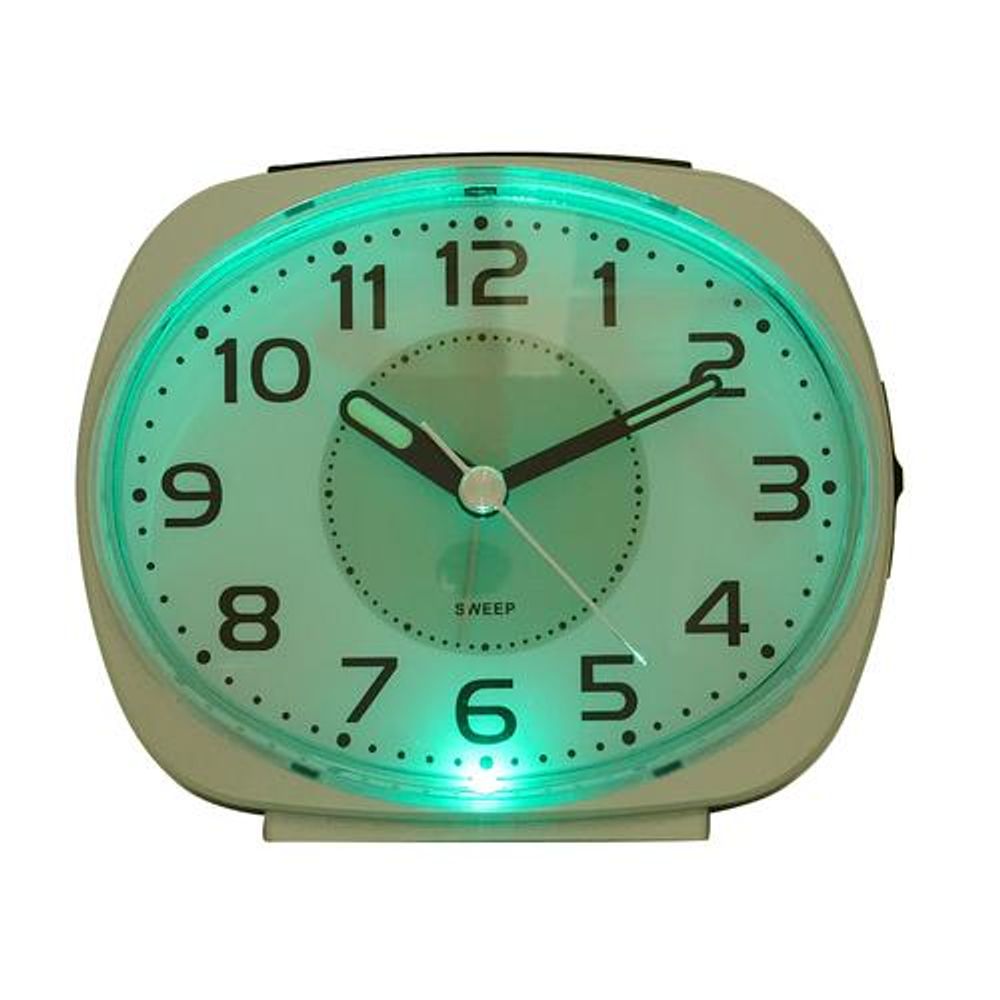 Widdop Silent Sweep Oval Blinking Face Alarm Clock Silver