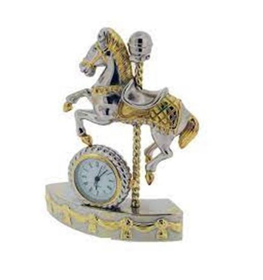 Miniature Clock Carousel Horse Solid Brass IMP1041- CLEARANCE