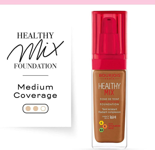 Bourjois Healthy Mix Anti-Fatigue Medium coverage Liquid Foundation 62 Cappucino, 30ml - Memoriex