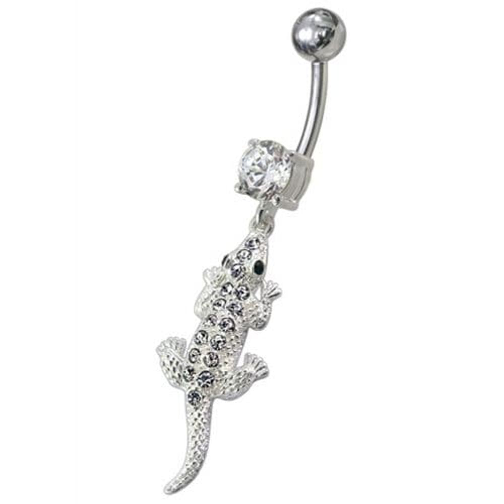 Fancy Jeweled Lizard Dangling Navel Belly Ring