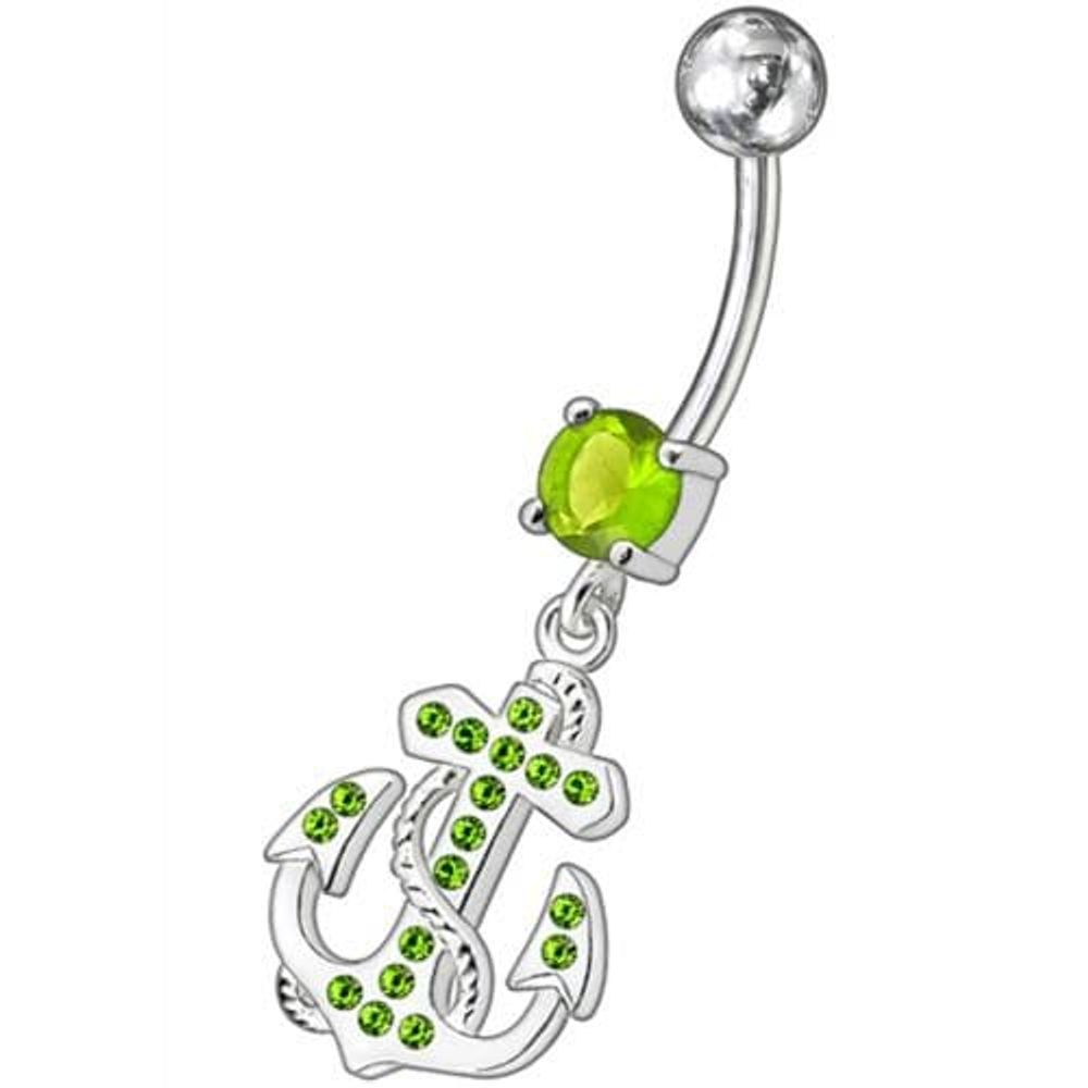 Cross Dangling Curved Belly Ring