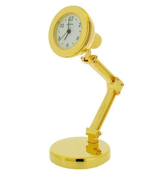 Miniature Clock Gold Study Lamp Solid Brass IMP407 - CLEARANCE