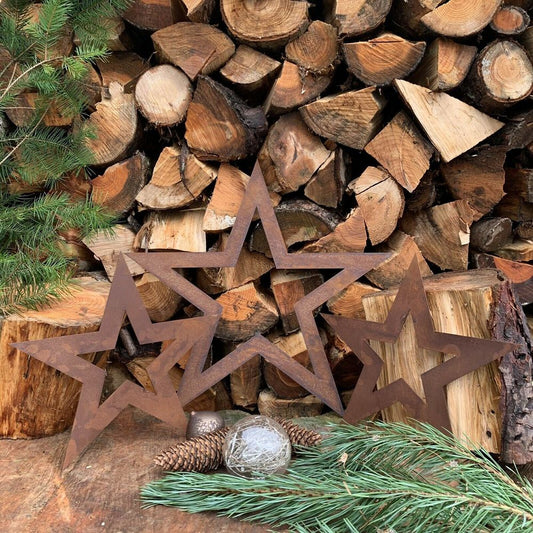 rusty STARS mantle CHRISTMAS Sign Metal decoration