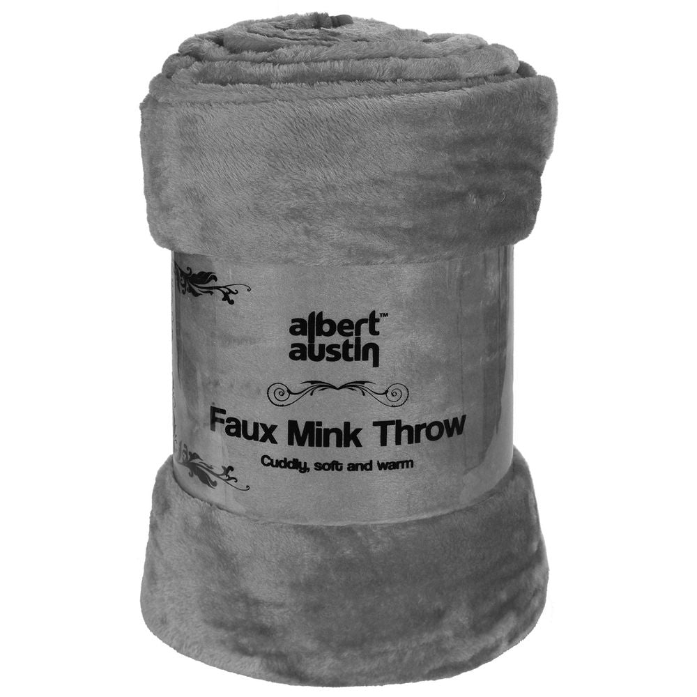 Faux Mink Throw Blanket | AS-15129 | 200 x 240 cm CHARCOAL - Memoriex