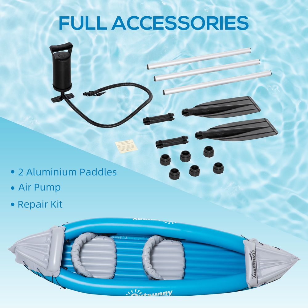 -Person Inflatable Boat Air Pump, Aluminium Oars Outsunny