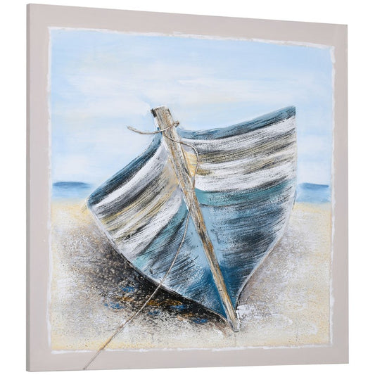 Hand-Painted Wall Art, Canvas Painting Artwork Beach Boat, 90