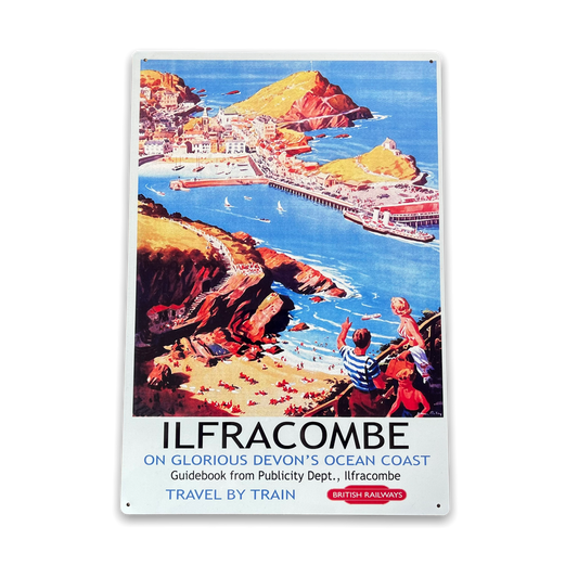 Vintage Metal Sign - British Railways Retro Advertising, Ilfracombe