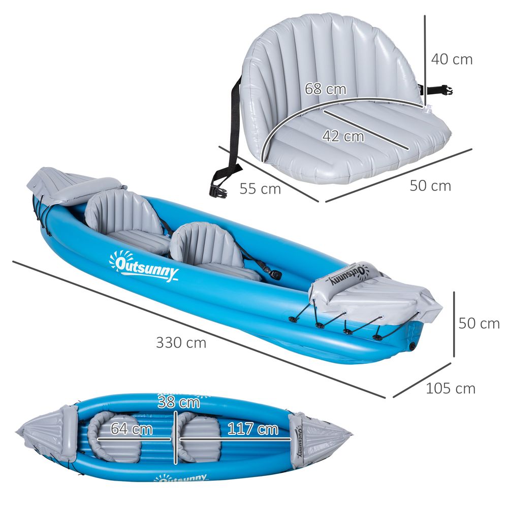 -Person Inflatable Boat Air Pump, Aluminium Oars Outsunny