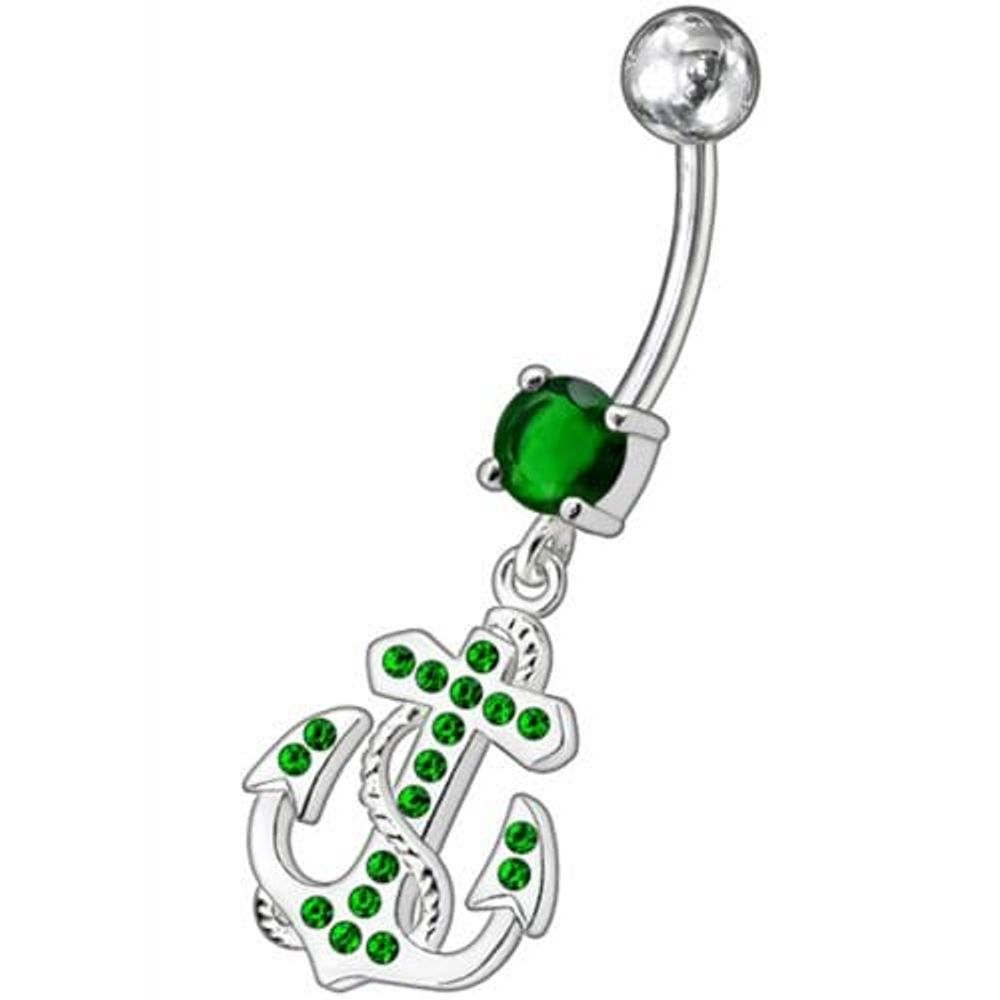 Cross Dangling Curved Belly Ring