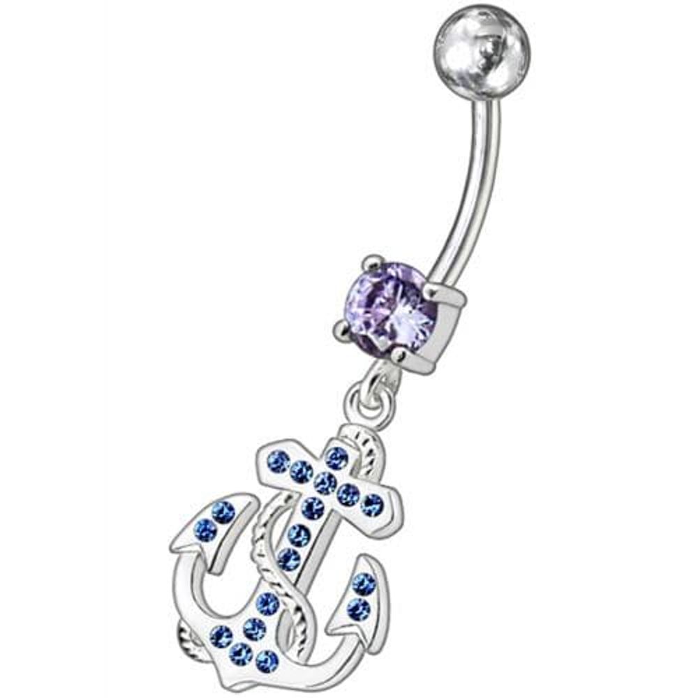 Cross Dangling Curved Belly Ring