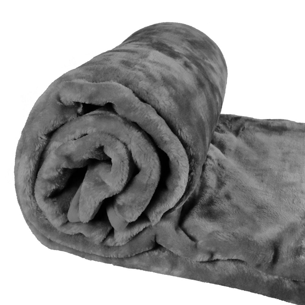 Faux Mink Throw Blanket | AS-15129 | 200 x 240 cm CHARCOAL - Memoriex