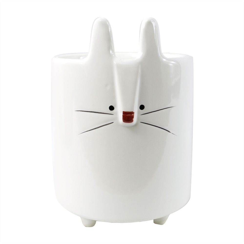 Ceramic White Rabbit Planter - 15cm