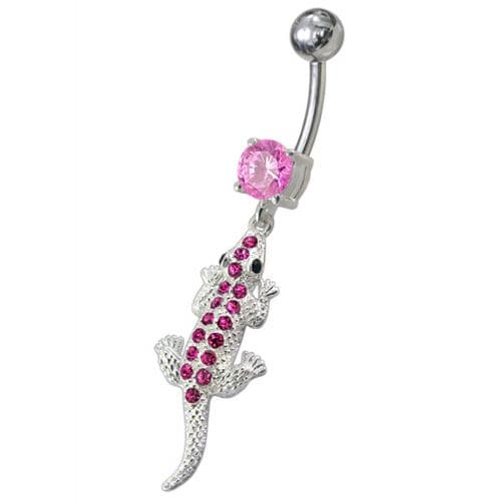 Fancy Jeweled Lizard Dangling Navel Belly Ring