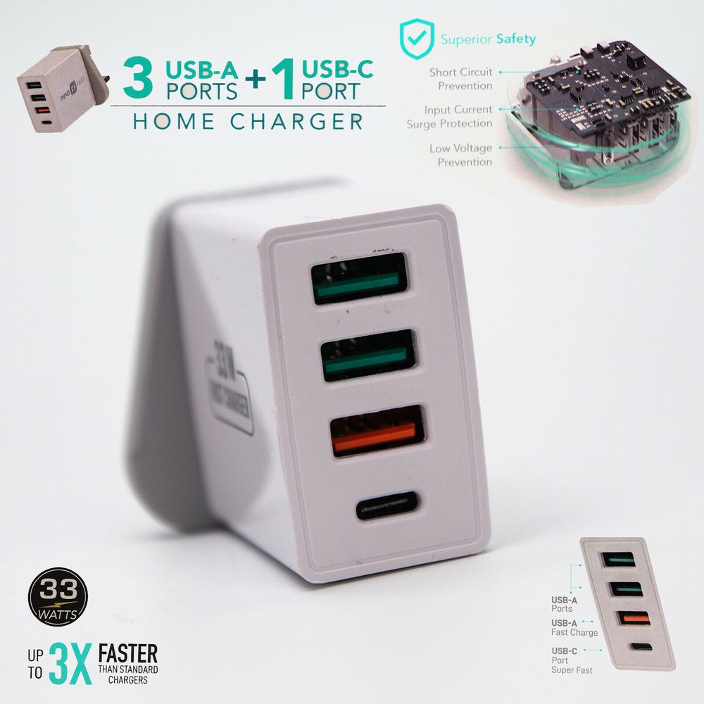 4 Multi-Port Fast PD Quick Charge QC 3