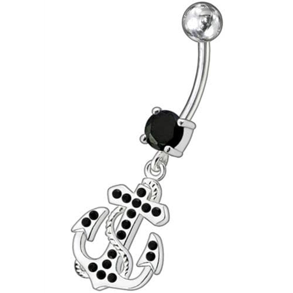 Cross Dangling Curved Belly Ring