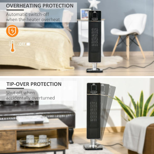 Ceramic Tower Heater Oscillating Space Heater w/ Remote Control 8hrs Timer - Memoriex