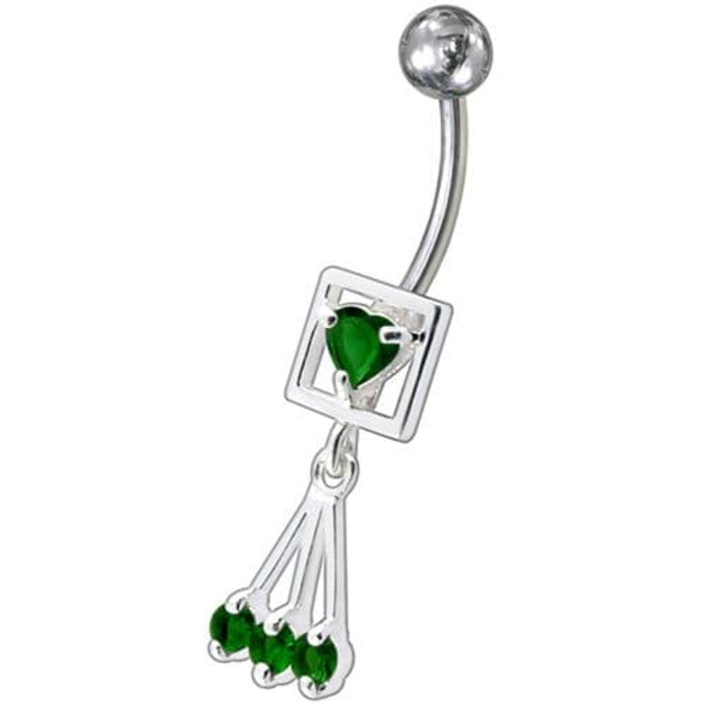 Box Jeweled Dangling Belly Ring