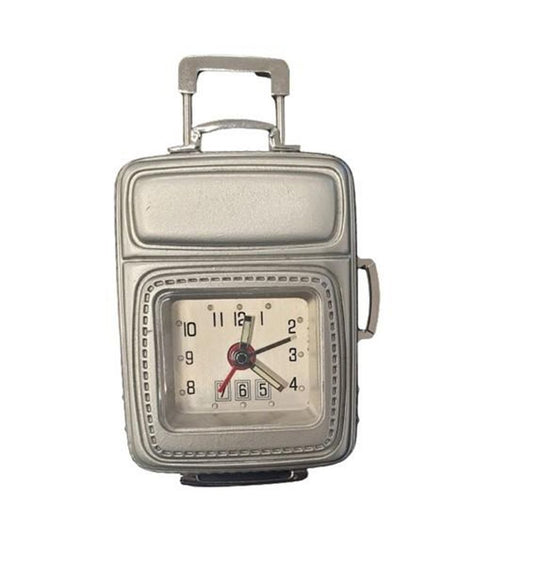 Miniature Clock Silver Travel Bag Solid Brass IMP608 - CLEARANCE