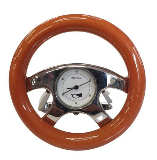 Miniature Clock Brown Car Steering Solid Brass IMP419- CLEARANCE