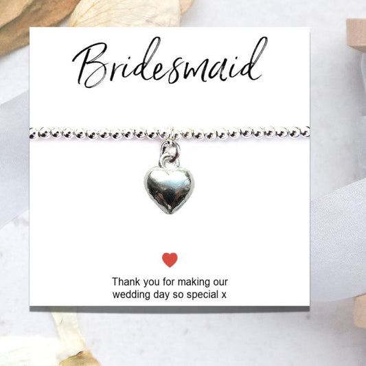 Bridesmaids Heart Bracelet & Thank You Card