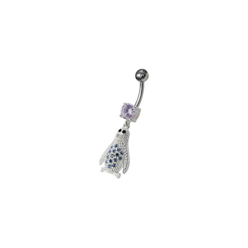 Jeweled Penguin Dangling Belly Ring