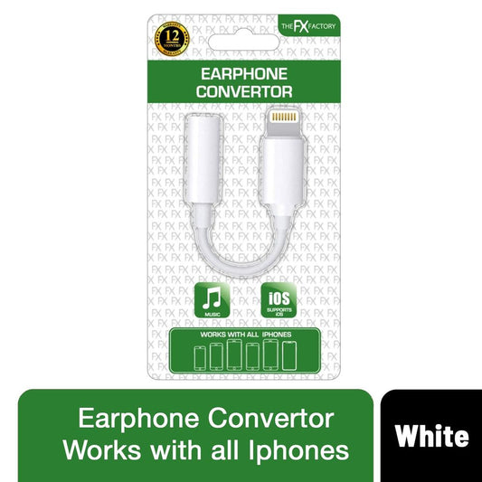 FX Earphone Converter, Phone to Aux with Premium Sound Quality - White