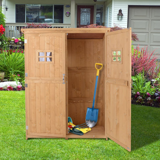 Garden Shed W/Double Door, Pine Wood, 127.5Lx50Wx164H cm - Memoriex