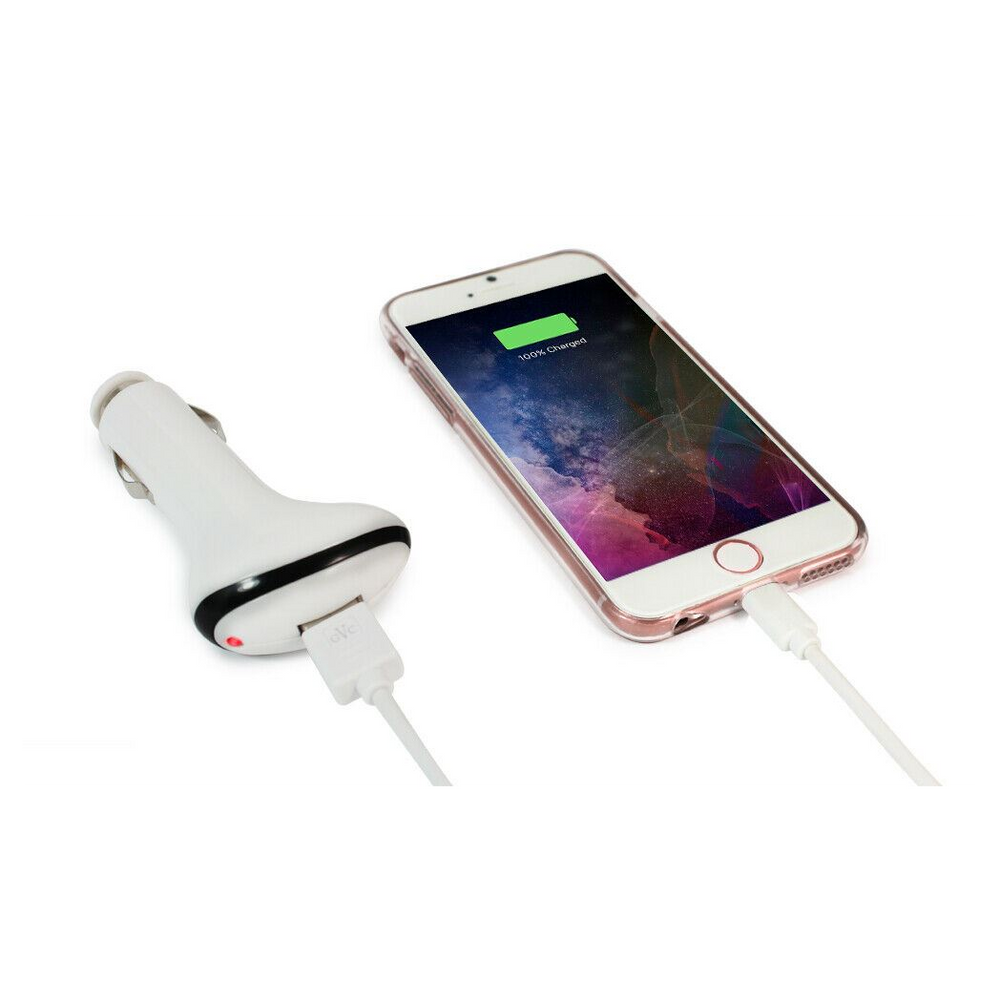 FX Powerbud 1000mah Car Charger for iPhone, White