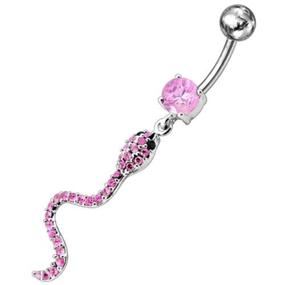 Jeweled Snake Dangling Belly Ring