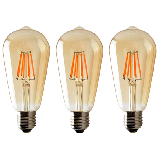 3Pack E27 LED Edison Dimmable Vintage Amber Glass Warm white 2700K Light Bulb