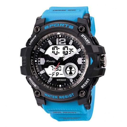 Ravel Adults Ana-Digi Dual time 5ATM Sports Blue Watch RDT