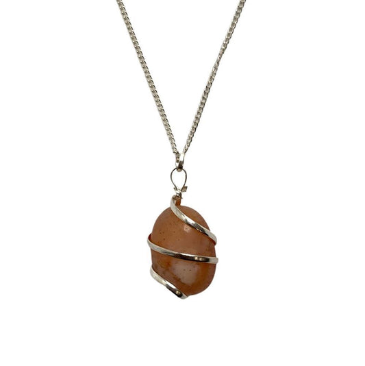 Necklace - Tumbled Stone Wire Wrap Pendant, 2-3cm