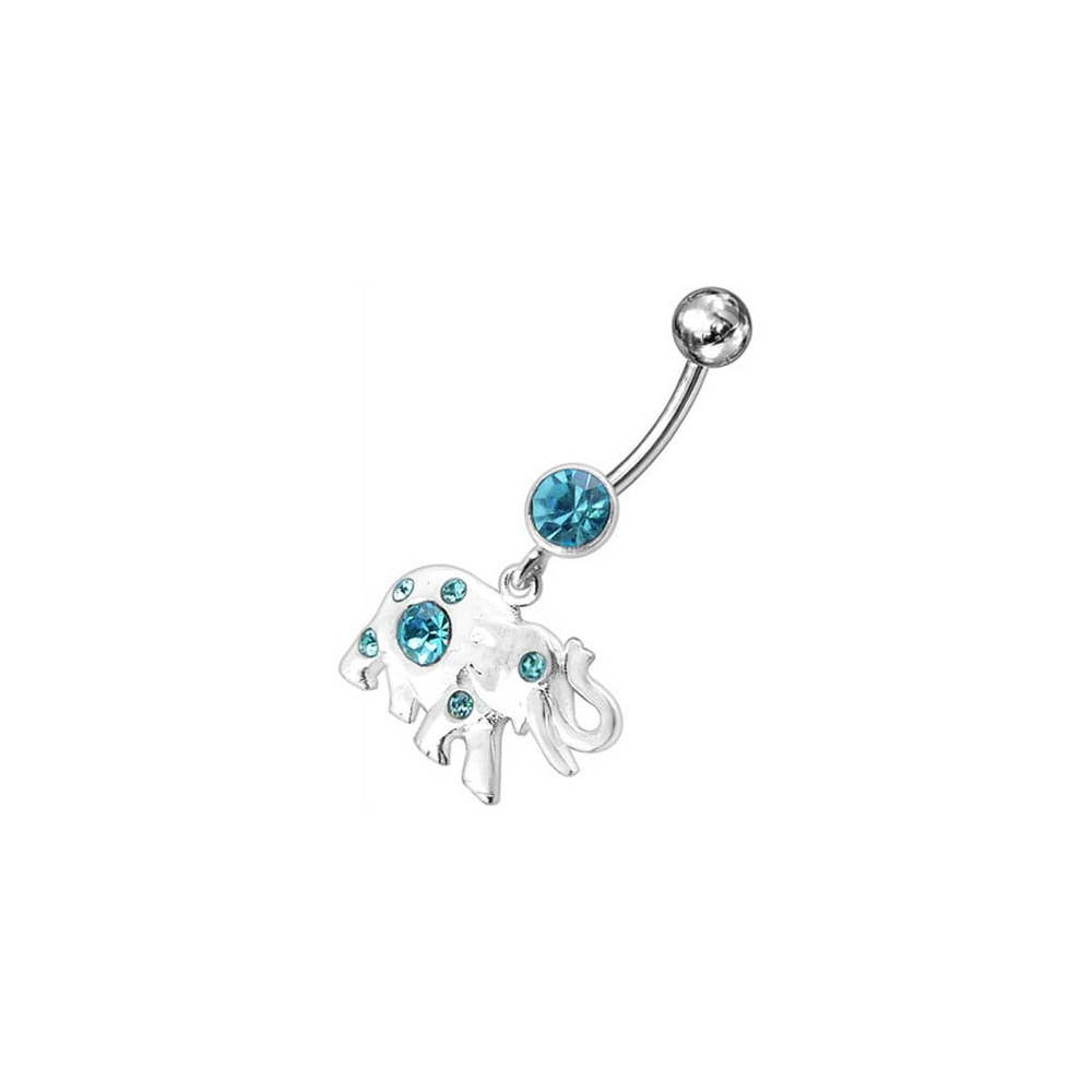 Jeweled Elephant Dangling Belly Ring