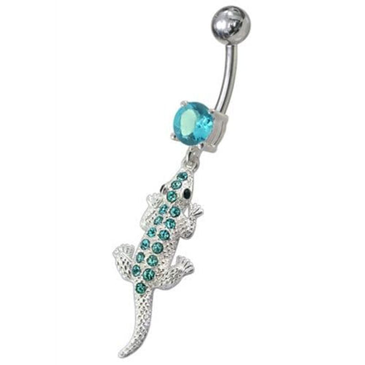 Fancy Jeweled Lizard Dangling Navel Belly Ring